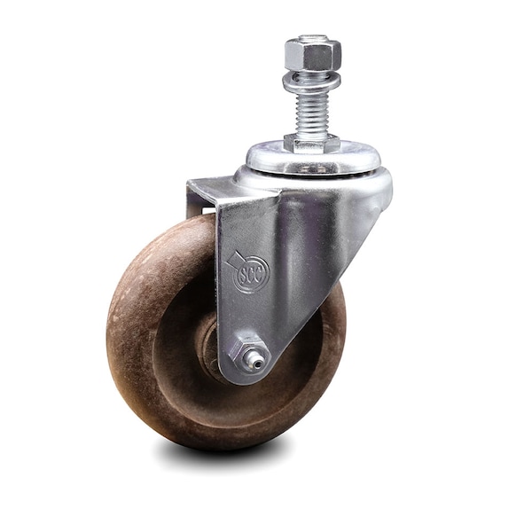 4 Inch High Temp Glass Filled Nylon Wheel Swivel 1/2 Inch Threaded Stem Caster SCC